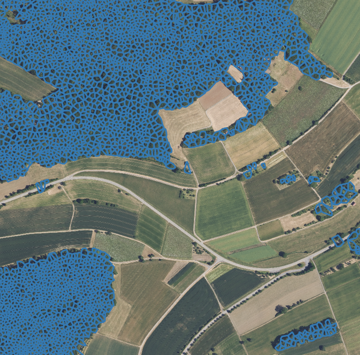 Extracted Polygons overlayed to nDSM Image