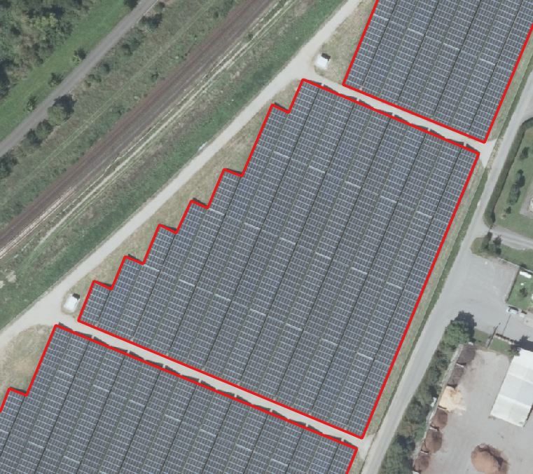 Annotations of continous solar panel rows