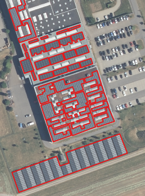 Separate annotations at a flat roof