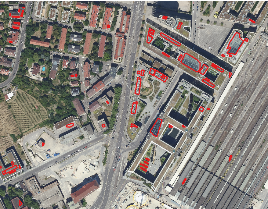 Sample in city area in Stuttgart downtown.