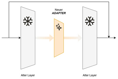 Display of an adapter layer introduced between the regular layers.